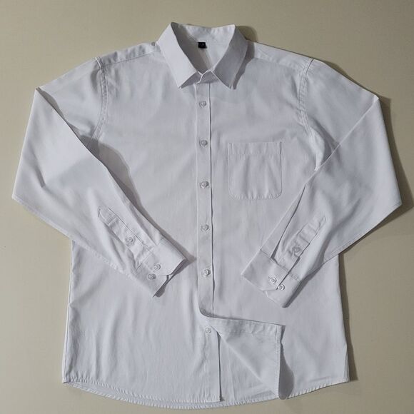 Zeroyaa Men's White Button-Down Cotton-blend Dress Shirt - Picture 3 of 14